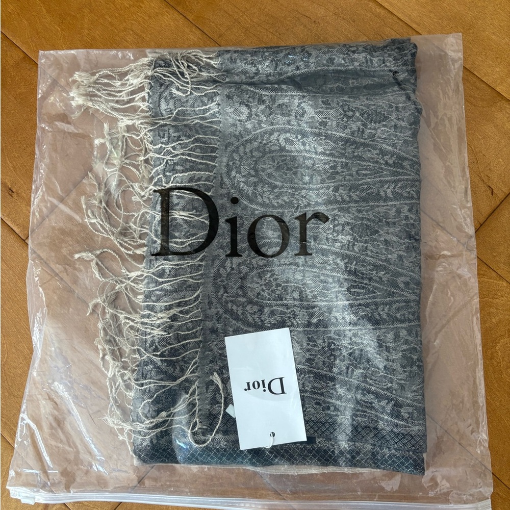 Dior Charcoal and Cream Paisley Wrap